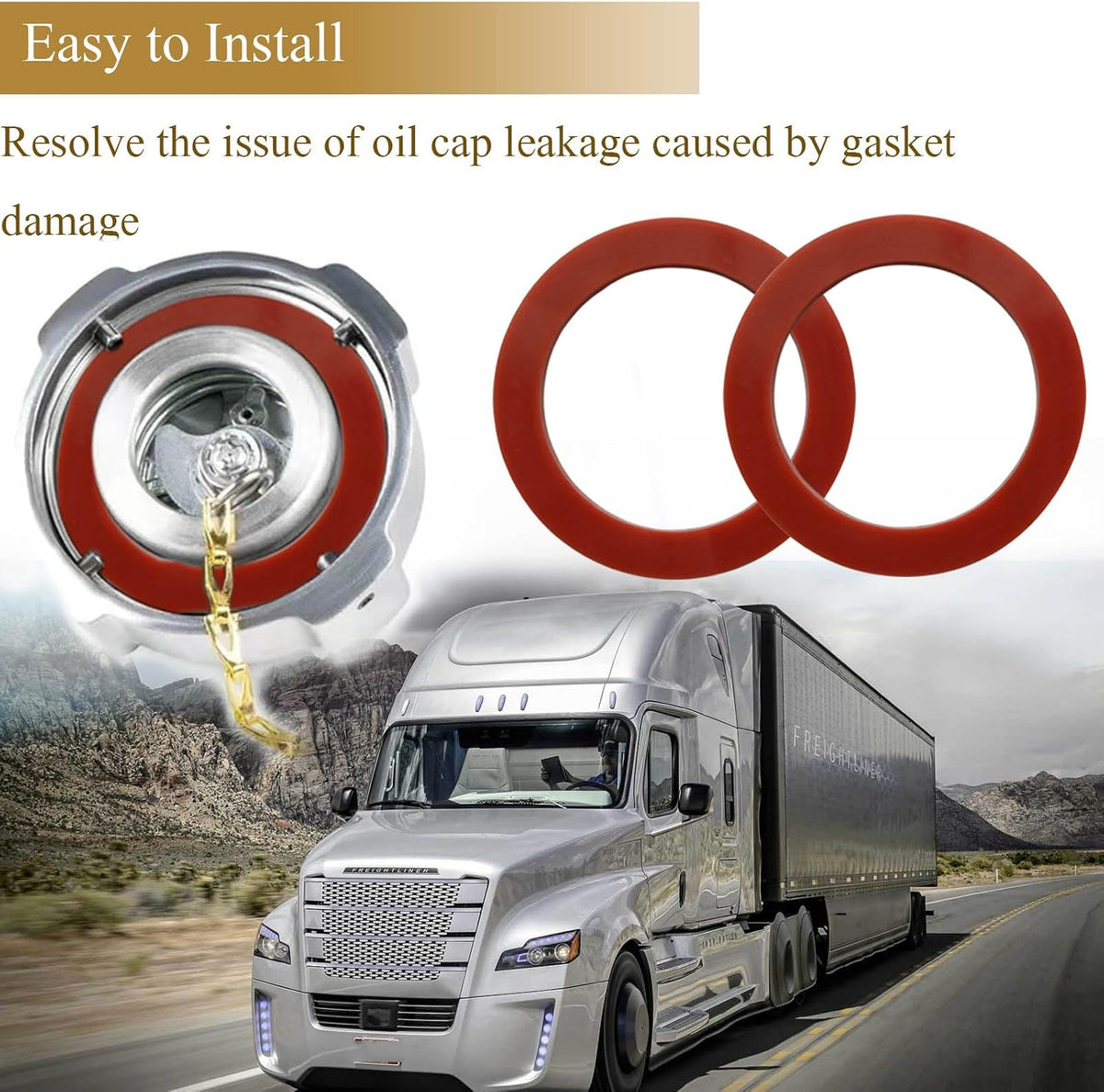 Upgrade Pair of Viton Gaskets Fit for Freightliner 1/4 Turn Fuel Caps, 2Pcs Fuel Tank Cap Gasket O-Rings