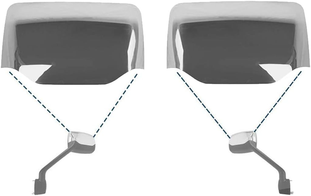 Chrome Hood Mirror Covers for Kenworth T680 / Peterbilt 579 587, Driver & Passenger Side (A Pair)
