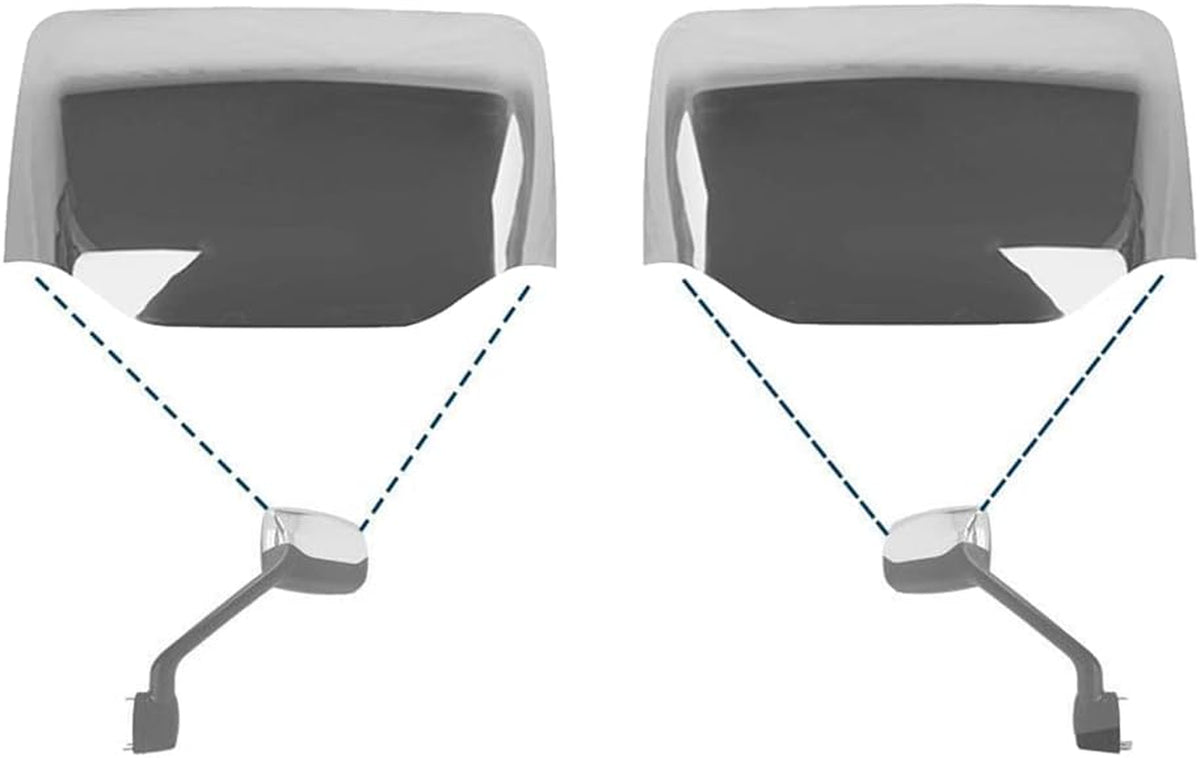 Chrome Hood Mirror Covers for Kenworth T680 / Peterbilt 579 587, Driver & Passenger Side (A Pair)