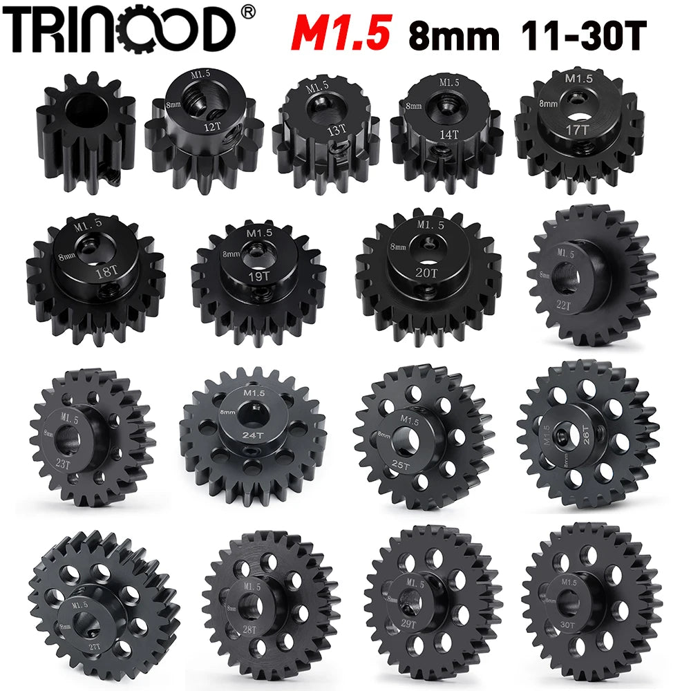 1Pcs M1.5 Steel Motor Gears Pinion 8MM 24T 25T 26T 27T 30T for 1/5 X-MAXX, 1/10 E-REVO RC Buggy Truck Parts
