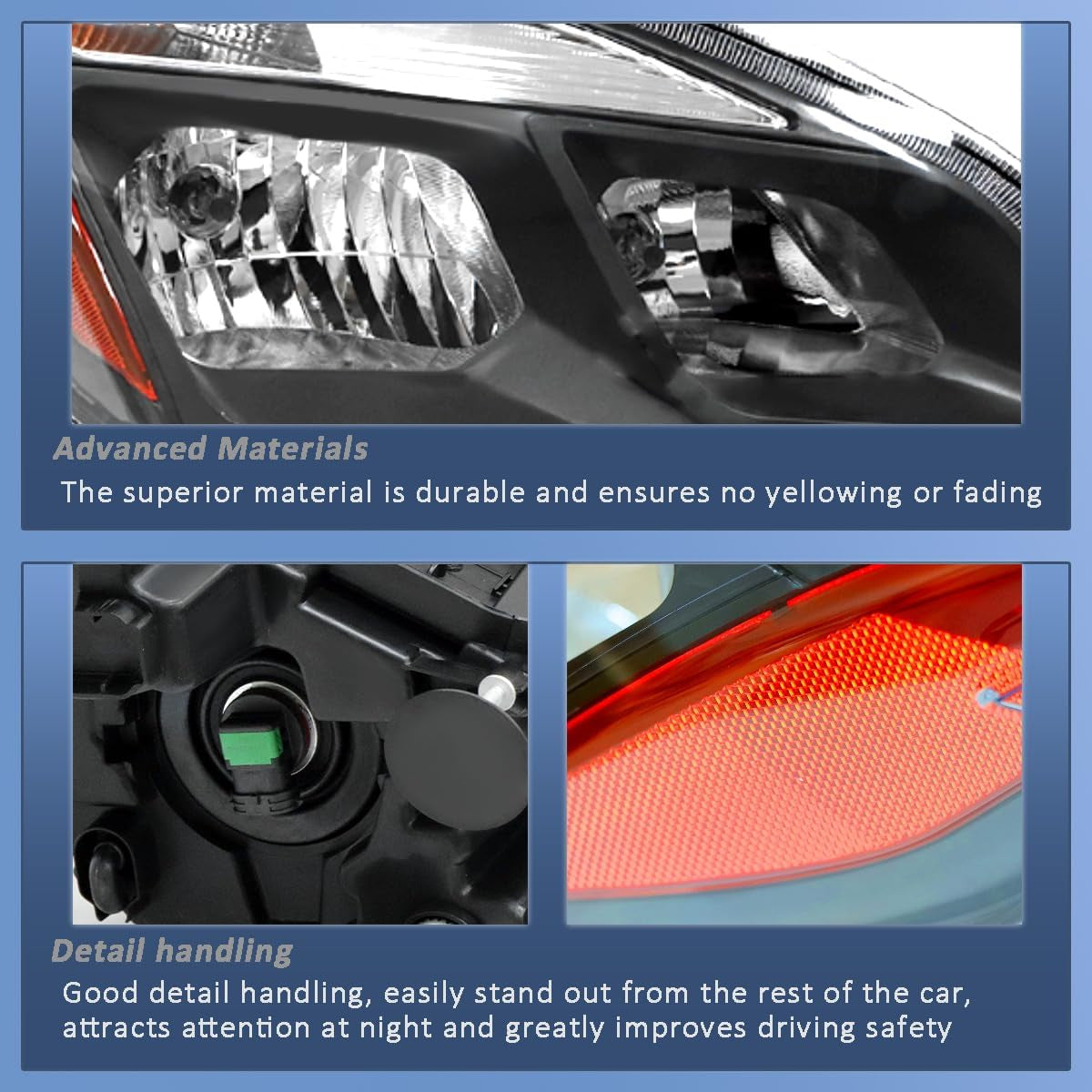 Left Halogen Headlights Fit for Freightliner Cascadia 2018-2024,Replacement Headlamp DOT and SAE Approved